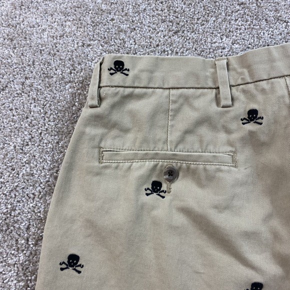 Vtg Ralph Lauren Rugby 2004 Skull Embroidered Khaki Shorts 32 Tan - Picture 8 of 8